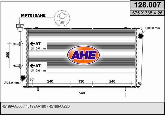 AHE 128.007 Radiator, engine cooling 128007: Buy near me in Poland at 2407.PL - Good price!