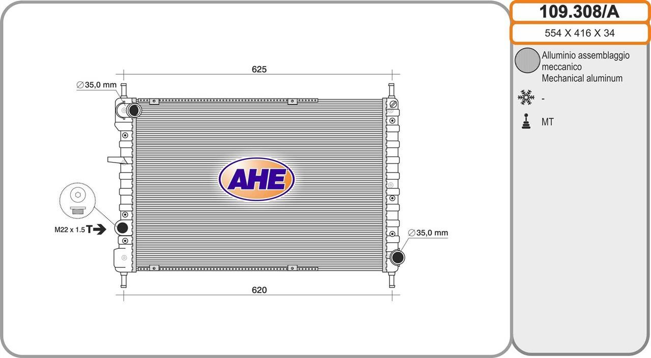 AHE 109.308/A Radiator, engine cooling 109308A: Buy near me in Poland at 2407.PL - Good price!