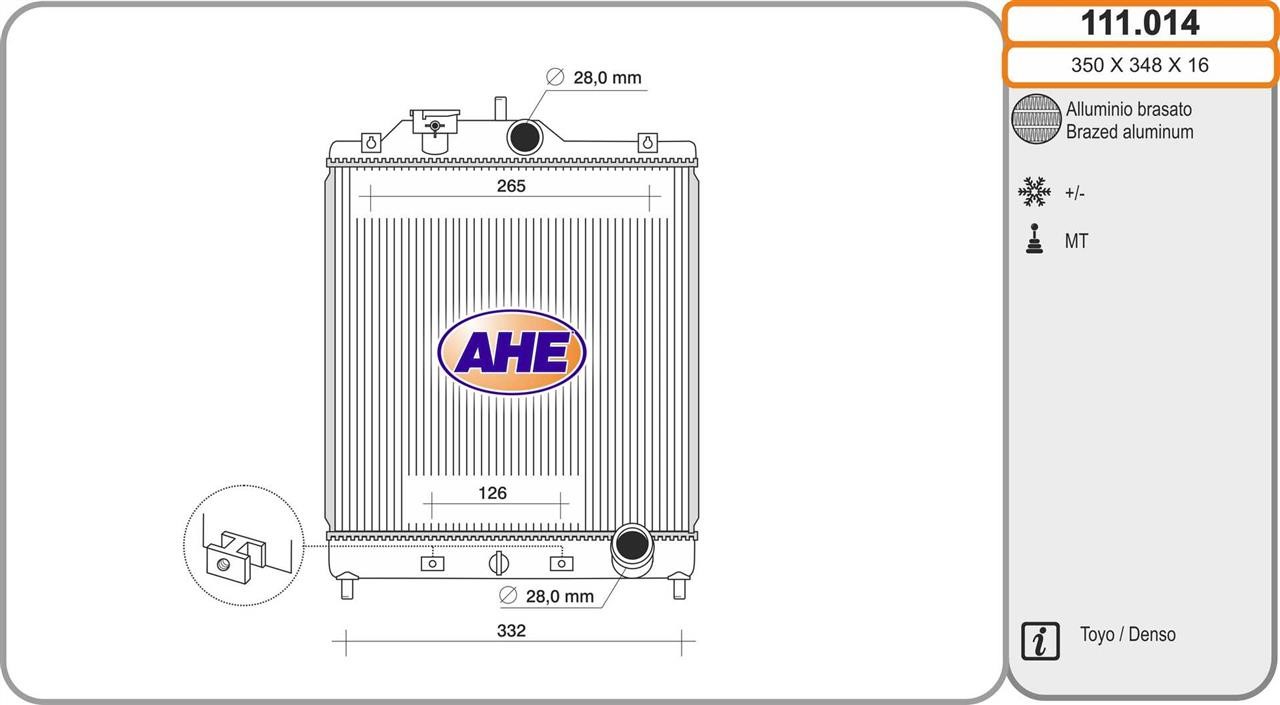 AHE 111.014 Radiator, engine cooling 111014: Buy near me in Poland at 2407.PL - Good price!