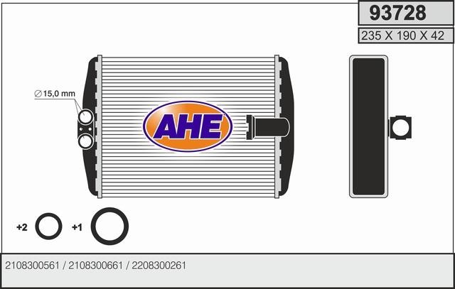 AHE 93728 Heat exchanger, interior heating 93728: Buy near me in Poland at 2407.PL - Good price!