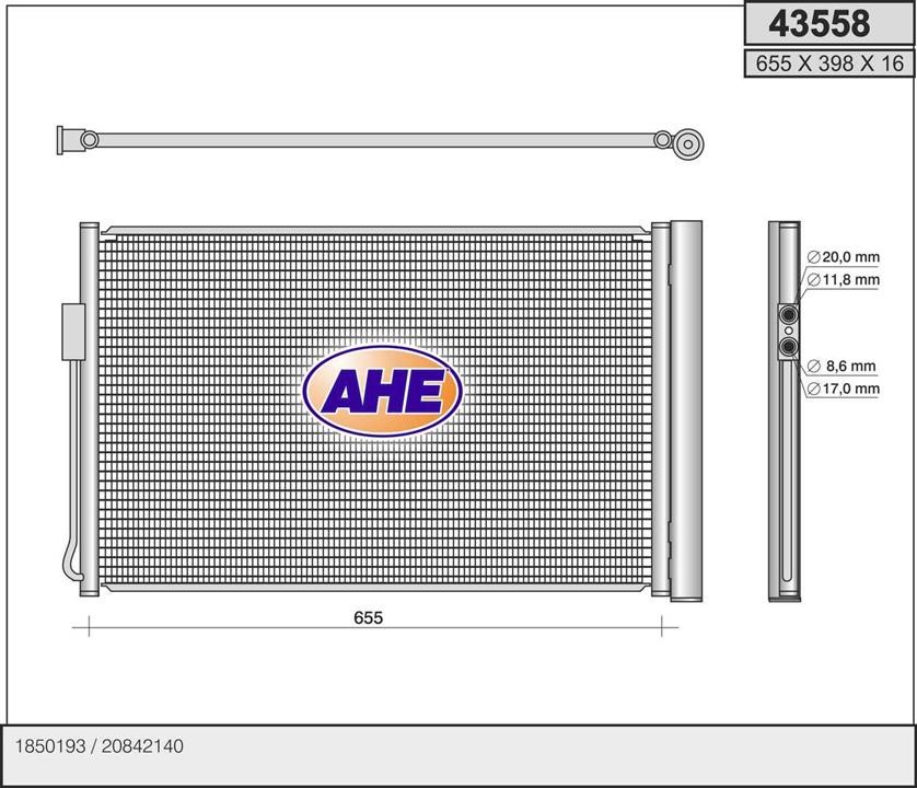 AHE 43558 Радиатор кондиционера (Конденсатор) 43558: Отличная цена - Купить в Польше на 2407.PL!