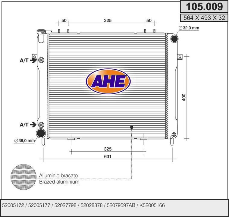 AHE 105.009 Radiator, engine cooling 105009: Buy near me in Poland at 2407.PL - Good price!