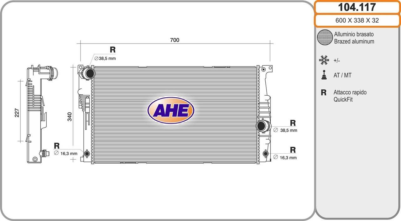 AHE 104.117 Radiator, engine cooling 104117: Buy near me in Poland at 2407.PL - Good price!