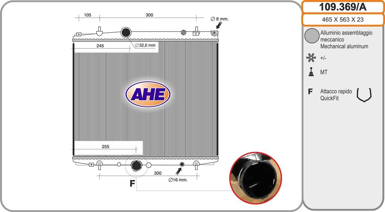 AHE 109.369/A Radiator, engine cooling 109369A: Buy near me in Poland at 2407.PL - Good price!