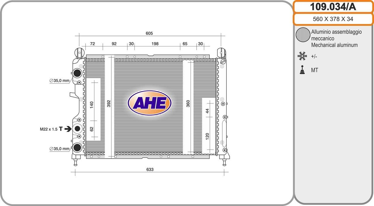 AHE 109.034/A Радиатор охлаждения двигателя 109034A: Отличная цена - Купить в Польше на 2407.PL!