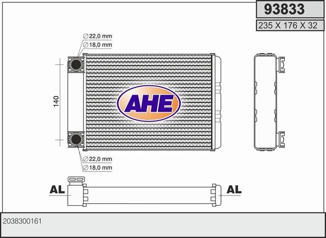 AHE 93833 Heat exchanger, interior heating 93833: Buy near me in Poland at 2407.PL - Good price!