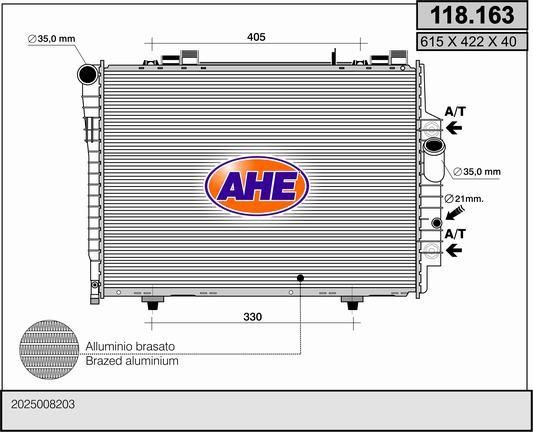 AHE 118.163 Радиатор охлаждения двигателя 118163: Отличная цена - Купить в Польше на 2407.PL!