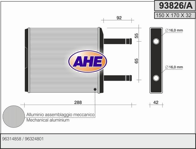 AHE 93826/A Радиатор отопителя салона 93826A: Отличная цена - Купить в Польше на 2407.PL!