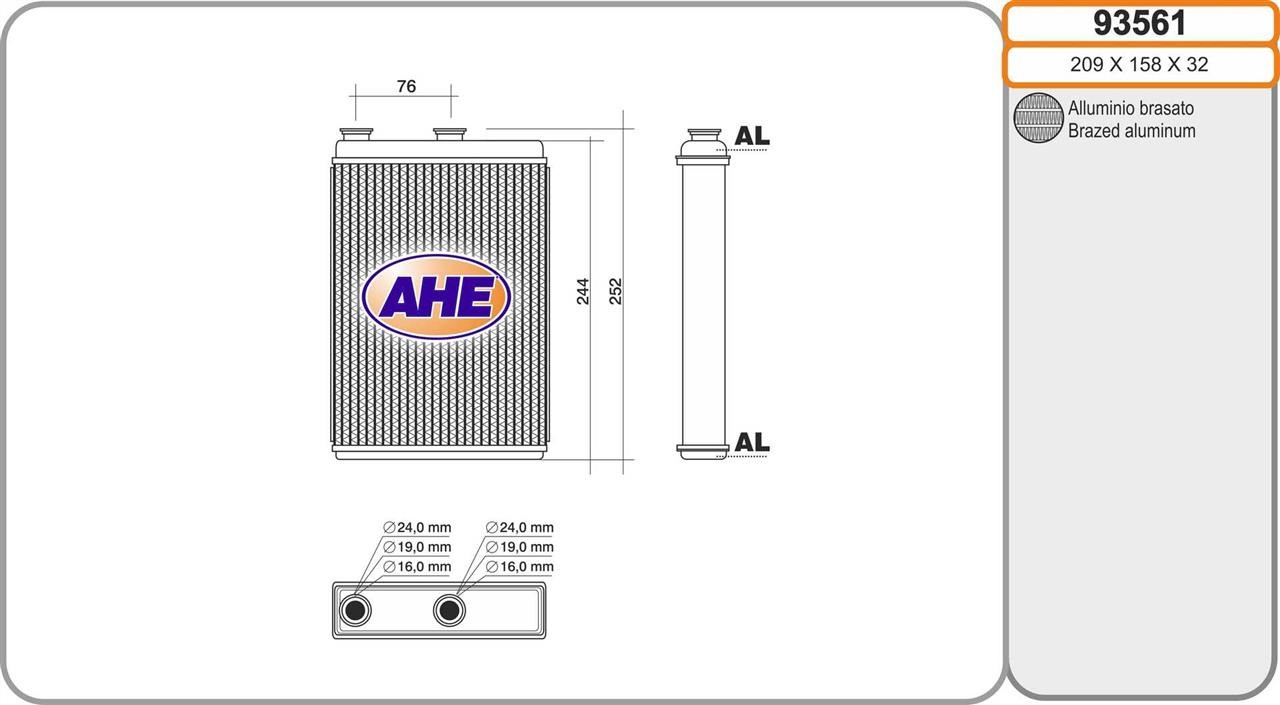 AHE 93561 Heat exchanger, interior heating 93561: Buy near me in Poland at 2407.PL - Good price!
