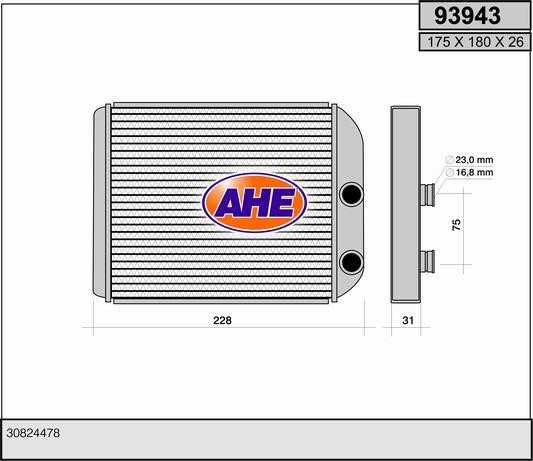AHE 93943 Heat exchanger, interior heating 93943: Buy near me in Poland at 2407.PL - Good price!