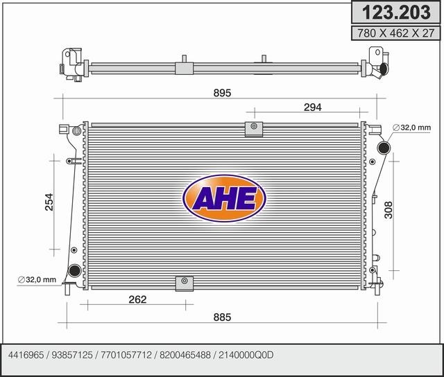 AHE 123.203 Radiator, engine cooling 123203: Buy near me in Poland at 2407.PL - Good price!