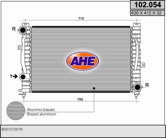 AHE 102.054 Radiator, engine cooling 102054: Buy near me in Poland at 2407.PL - Good price!