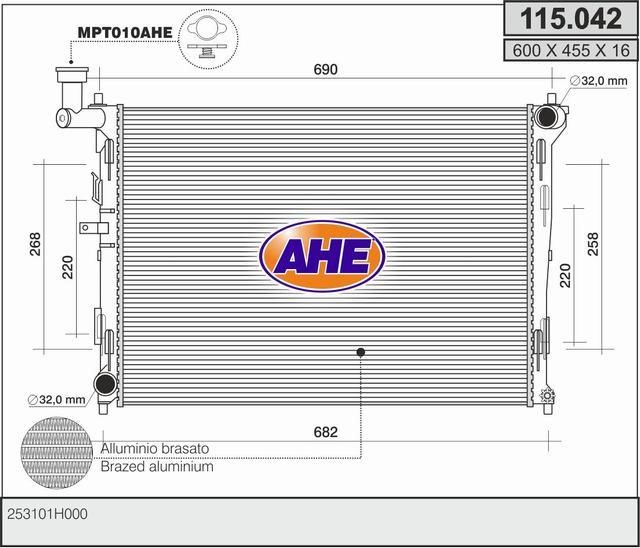 AHE 115.042 Radiator, engine cooling 115042: Buy near me in Poland at 2407.PL - Good price!