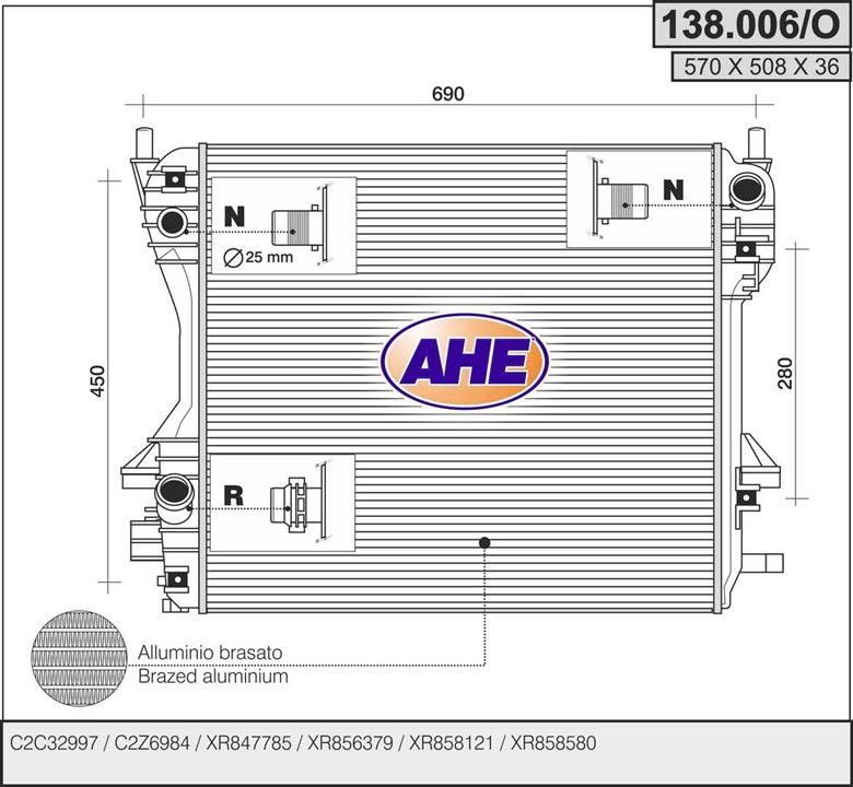 AHE 138.006/O Radiator, engine cooling 138006O: Buy near me in Poland at 2407.PL - Good price!