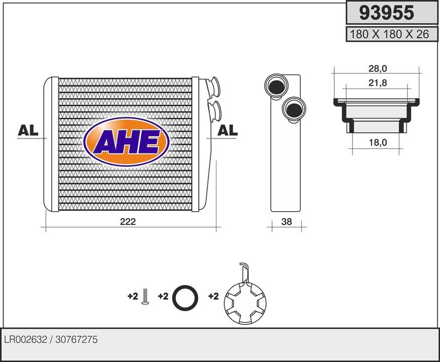 AHE 93955 Радиатор отопителя салона 93955: Отличная цена - Купить в Польше на 2407.PL!