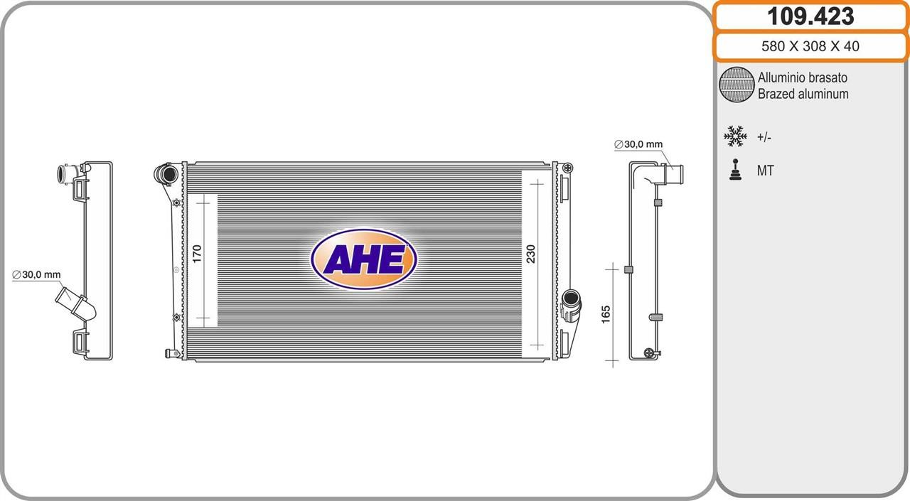 AHE 109423 Radiator, engine cooling 109423: Buy near me in Poland at 2407.PL - Good price!