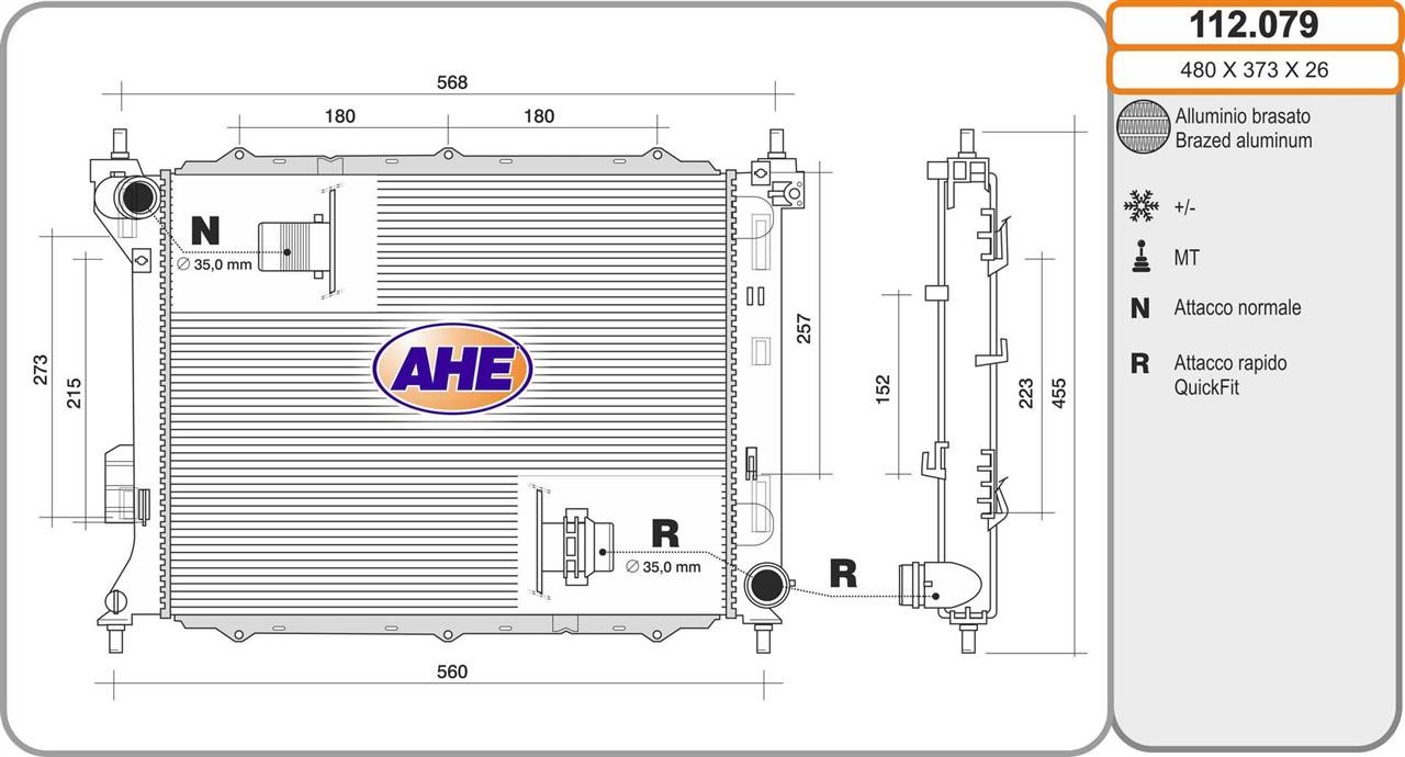 AHE 112.079 Radiator, engine cooling 112079: Buy near me in Poland at 2407.PL - Good price!