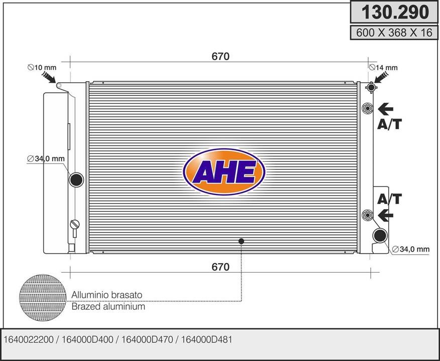 AHE 130.290 Radiator, engine cooling 130290: Buy near me in Poland at 2407.PL - Good price!