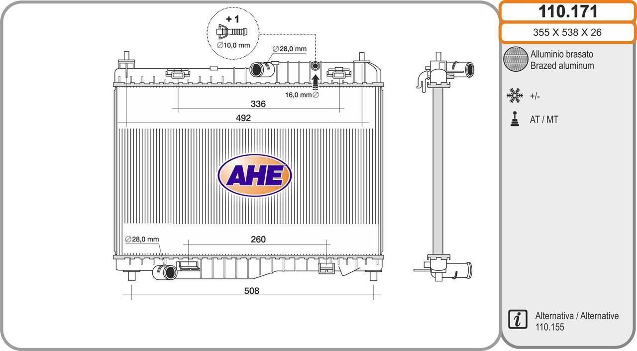 AHE 110171 Радиатор охлаждения двигателя 110171: Отличная цена - Купить в Польше на 2407.PL!