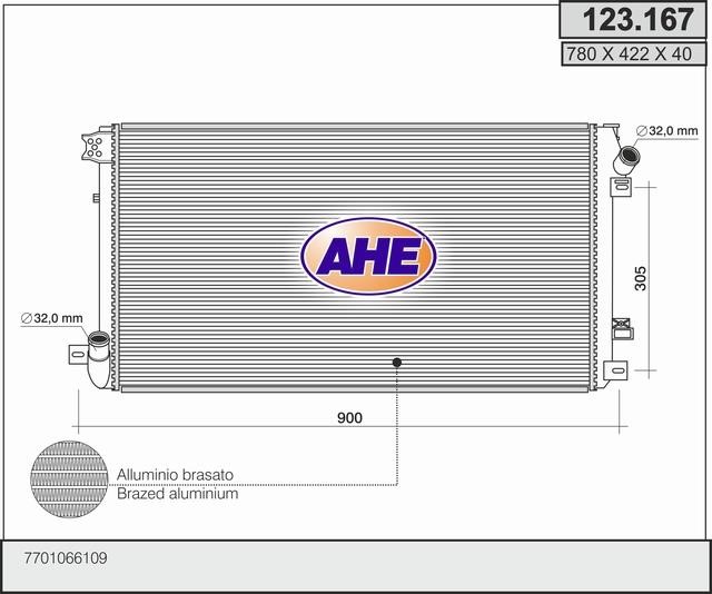 AHE 123.167 Radiator, engine cooling 123167: Buy near me in Poland at 2407.PL - Good price!