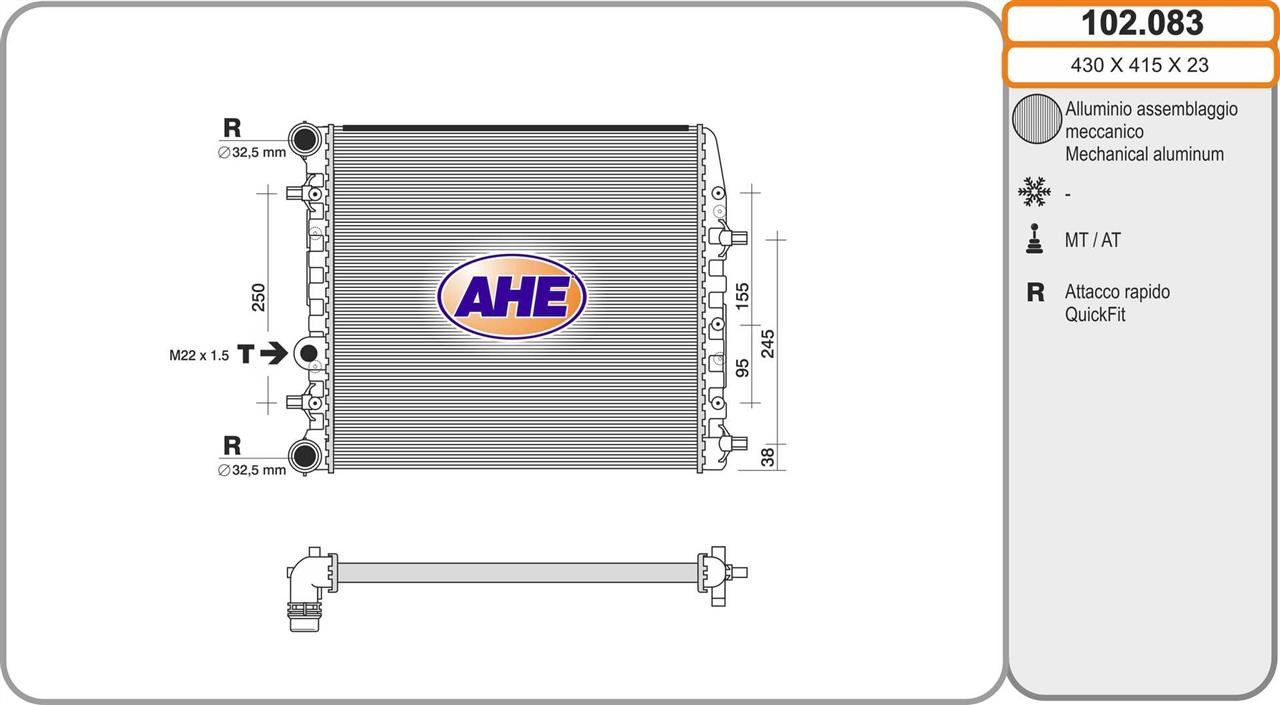 AHE 102.083 Radiator, engine cooling 102083: Buy near me in Poland at 2407.PL - Good price!
