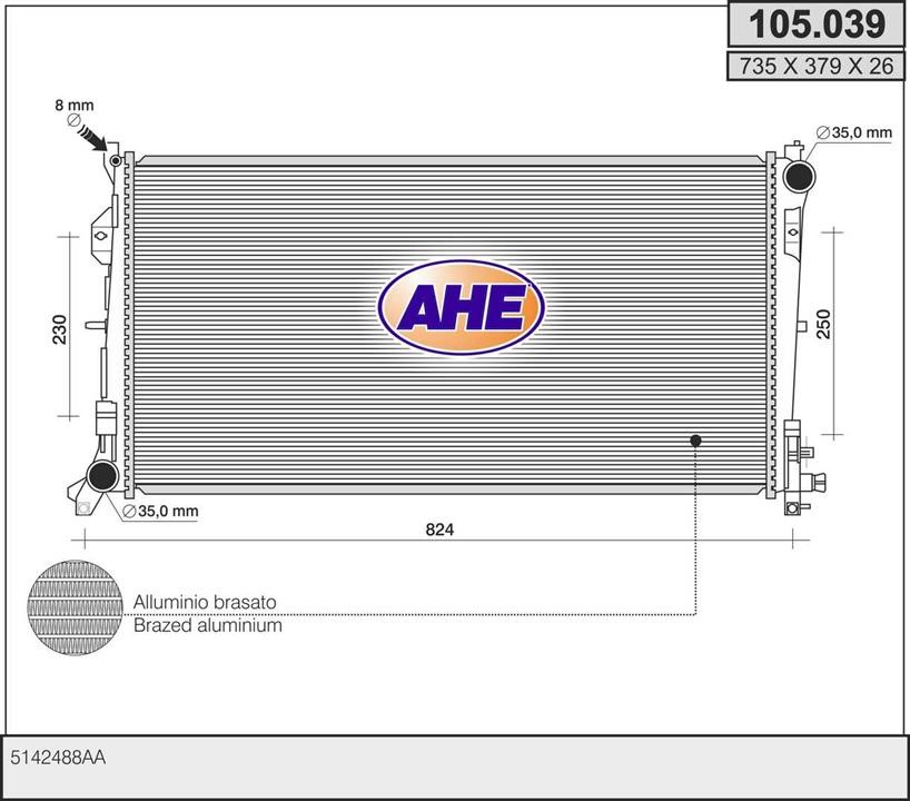 AHE 105.039 Radiator, engine cooling 105039: Buy near me in Poland at 2407.PL - Good price!