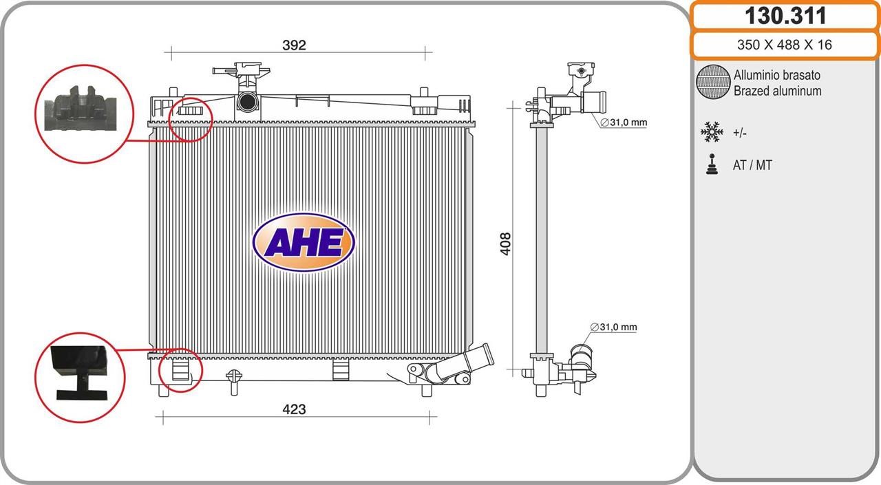 AHE 130.311 Chłodnica, układ chłodzenia silnika 130311: Dobra cena w Polsce na 2407.PL - Kup Teraz!