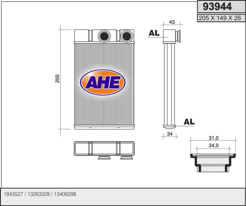 AHE 93944 Heat exchanger, interior heating 93944: Buy near me in Poland at 2407.PL - Good price!