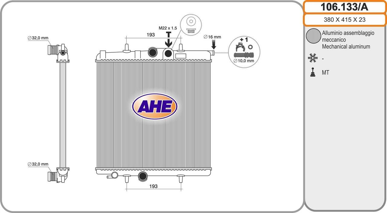 AHE 106.133/A Radiator, engine cooling 106133A: Buy near me in Poland at 2407.PL - Good price!