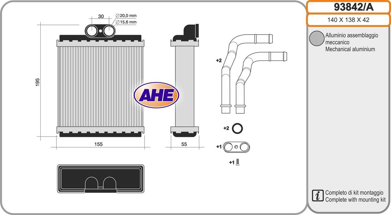 AHE 93842/A Heat exchanger, interior heating 93842A: Buy near me in Poland at 2407.PL - Good price!