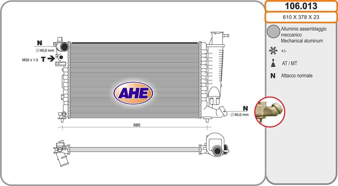 AHE 106.013 Радиатор охлаждения двигателя 106013: Отличная цена - Купить в Польше на 2407.PL!