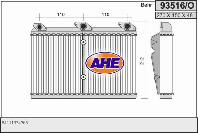 AHE 93516/O Heat exchanger, interior heating 93516O: Buy near me in Poland at 2407.PL - Good price!