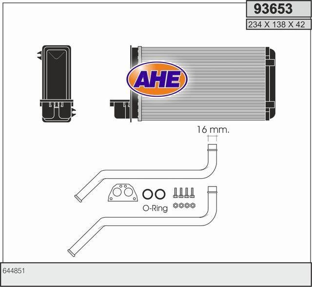 AHE 93653 Heat exchanger, interior heating 93653: Buy near me in Poland at 2407.PL - Good price!