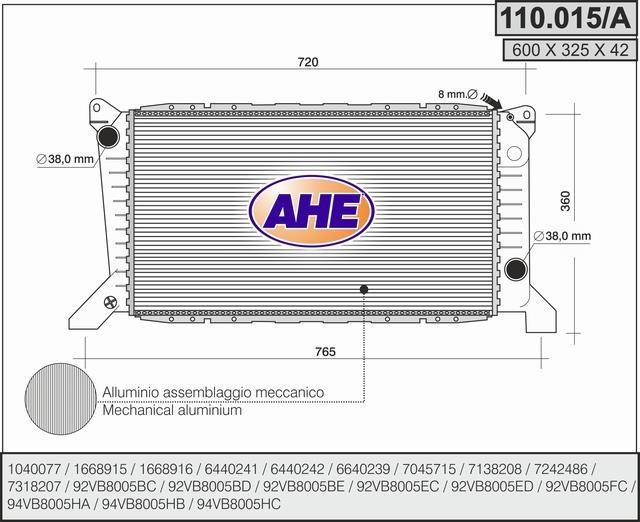 AHE 110.015/A Радиатор охлаждения двигателя 110015A: Отличная цена - Купить в Польше на 2407.PL!