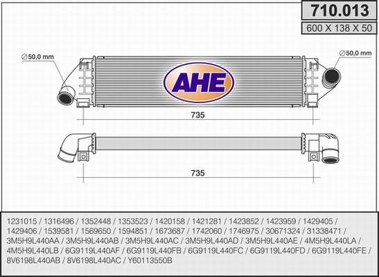 AHE 710.013 Intercooler, charger 710013: Buy near me in Poland at 2407.PL - Good price!