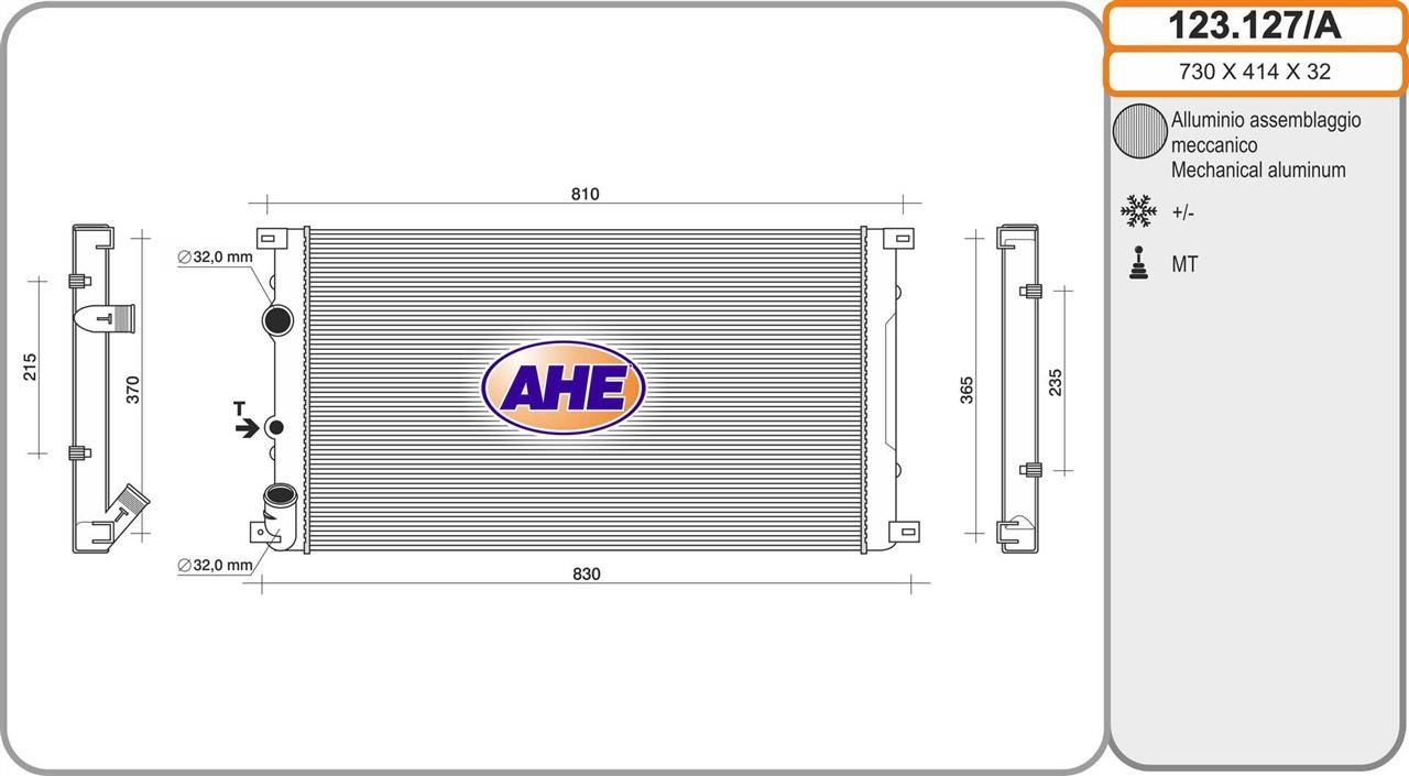 AHE 123.127/A Radiator, engine cooling 123127A: Buy near me in Poland at 2407.PL - Good price!