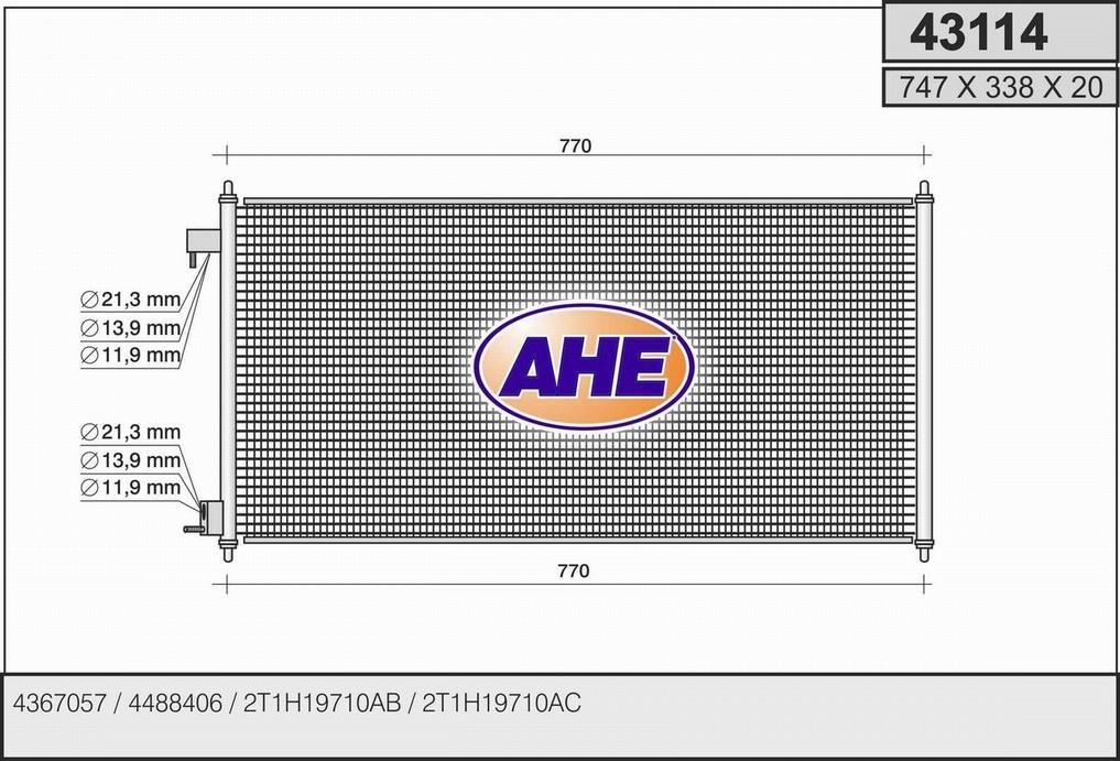 AHE 43114 Радиатор кондиционера (Конденсатор) 43114: Отличная цена - Купить в Польше на 2407.PL!