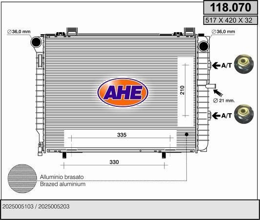 AHE 118.070 Радиатор охлаждения двигателя 118070: Отличная цена - Купить в Польше на 2407.PL!