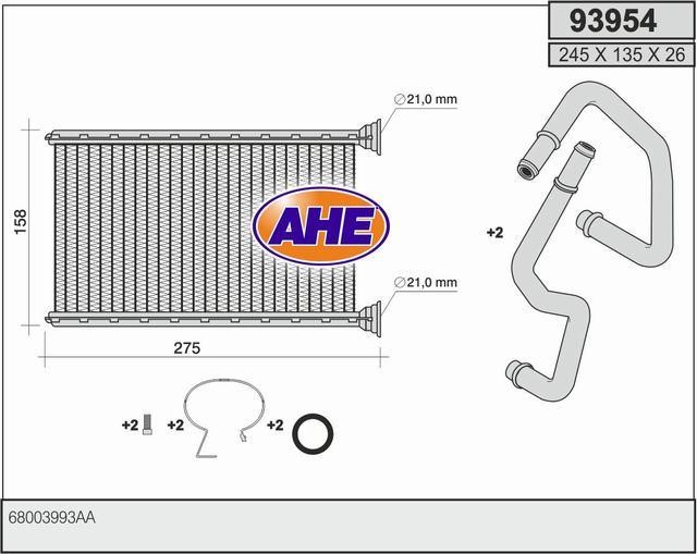 AHE 93954 Heat exchanger, interior heating 93954: Buy near me in Poland at 2407.PL - Good price!