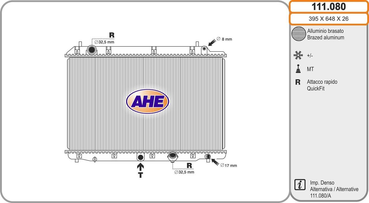 AHE 111.080 Radiator, engine cooling 111080: Buy near me in Poland at 2407.PL - Good price!