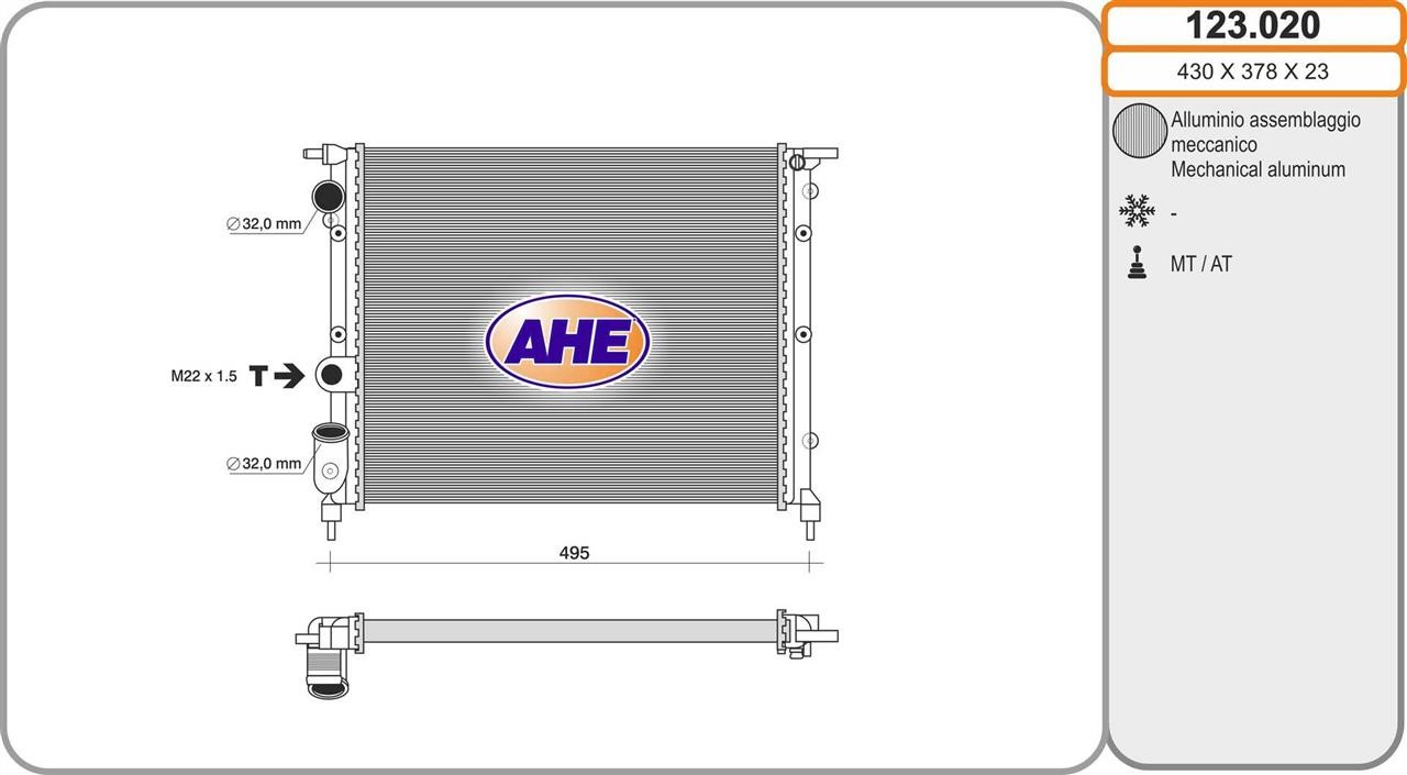 AHE 123.020 Radiator, engine cooling 123020: Buy near me in Poland at 2407.PL - Good price!