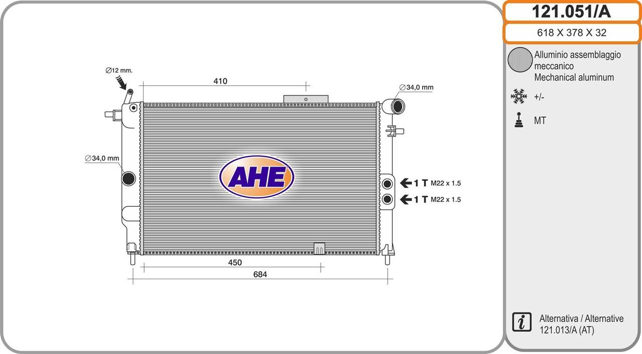 AHE 121.051/A Radiator, engine cooling 121051A: Buy near me in Poland at 2407.PL - Good price!