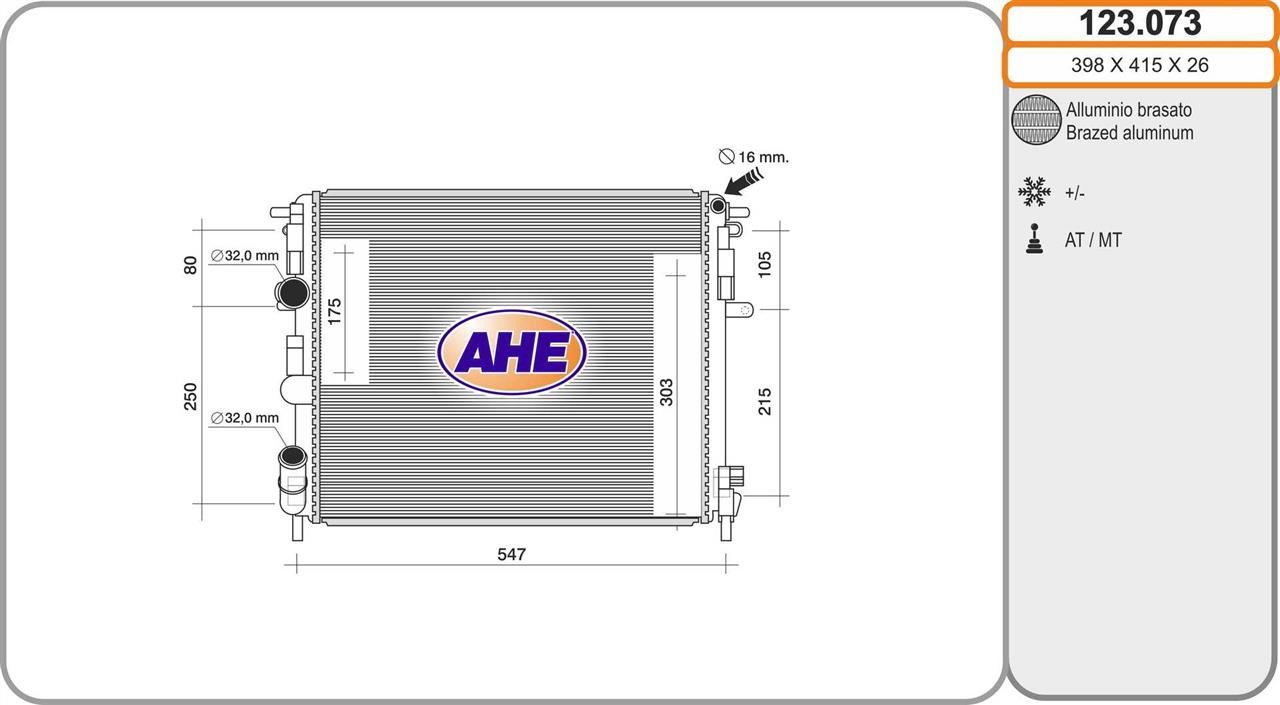 AHE 123.073 Радиатор охлаждения двигателя 123073: Отличная цена - Купить в Польше на 2407.PL!