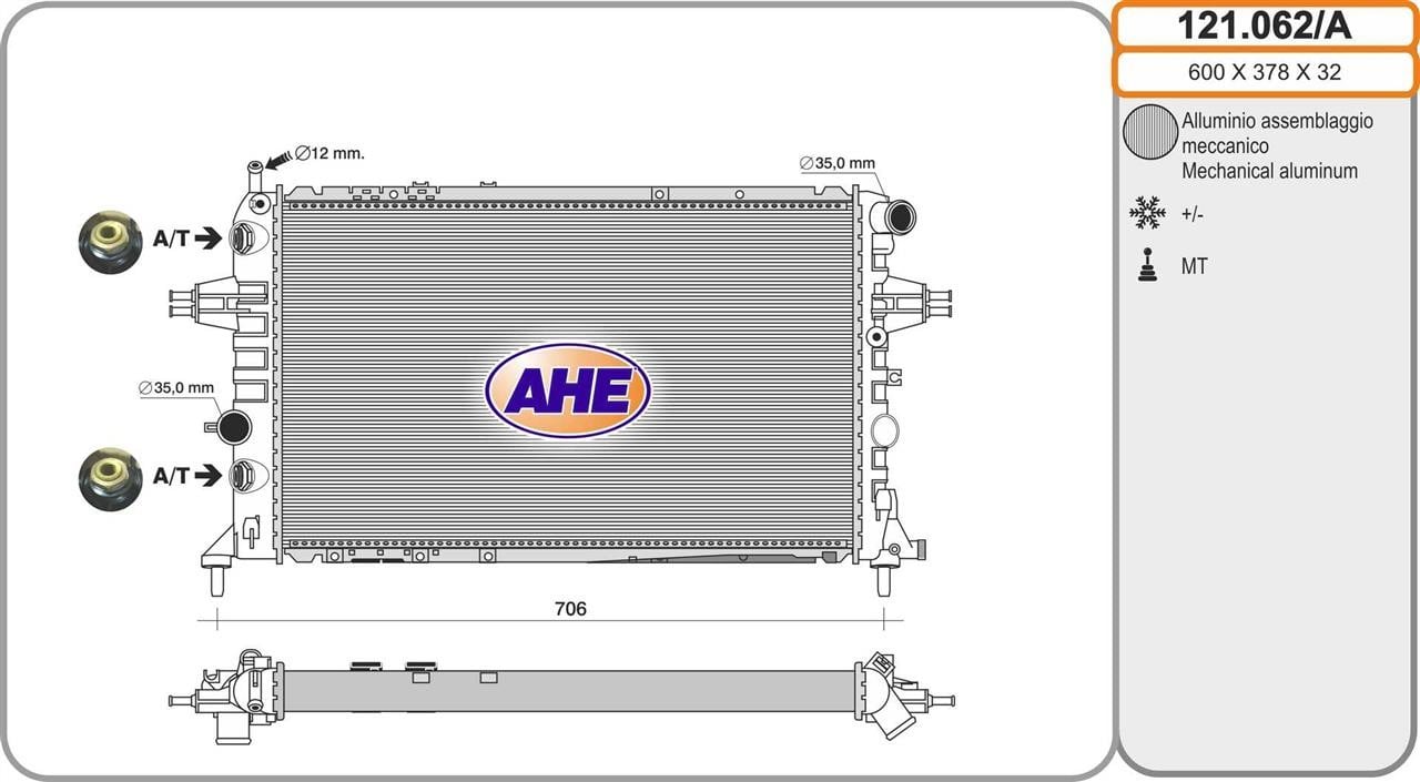AHE 121.062/A Radiator, engine cooling 121062A: Buy near me in Poland at 2407.PL - Good price!