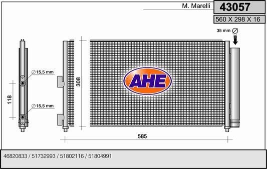 AHE 43057 Радиатор кондиционера (Конденсатор) 43057: Отличная цена - Купить в Польше на 2407.PL!