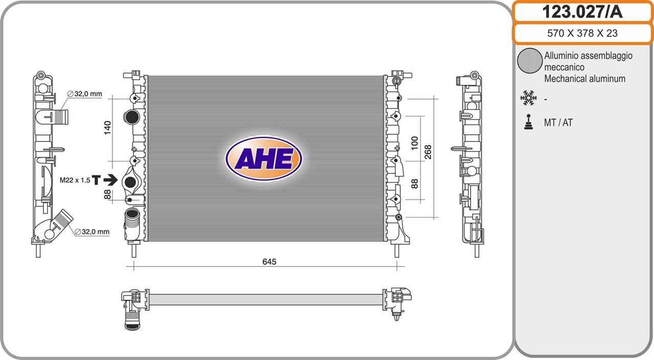 AHE 123.027/A Kühler motorkühlung 123027A: Kaufen Sie zu einem guten Preis in Polen bei 2407.PL!