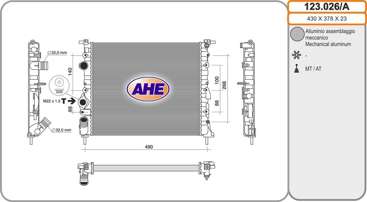 AHE 123.026/A Радиатор охлаждения двигателя 123026A: Отличная цена - Купить в Польше на 2407.PL!
