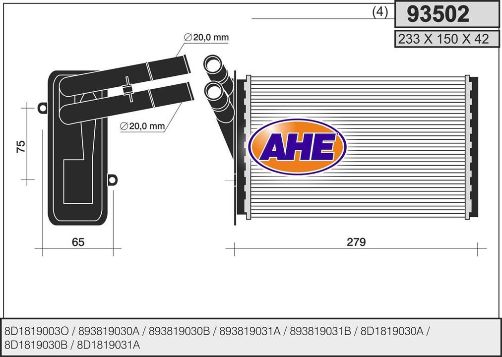 AHE 93502 Радиатор отопителя салона 93502: Отличная цена - Купить в Польше на 2407.PL!