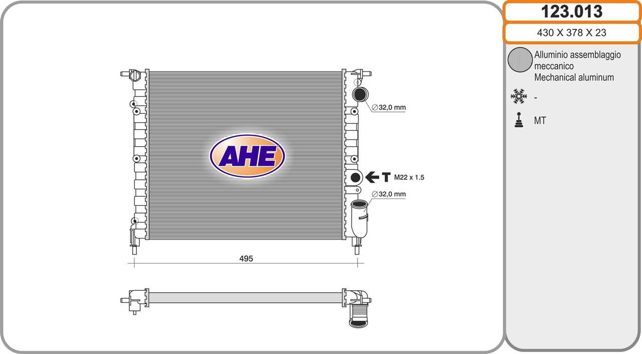 AHE 123.013 Radiator, engine cooling 123013: Buy near me in Poland at 2407.PL - Good price!