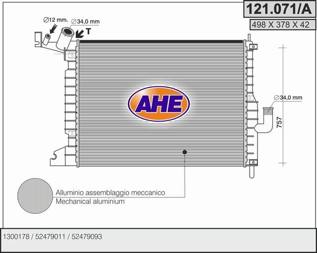 AHE 121.071/A Radiator, engine cooling 121071A: Buy near me in Poland at 2407.PL - Good price!